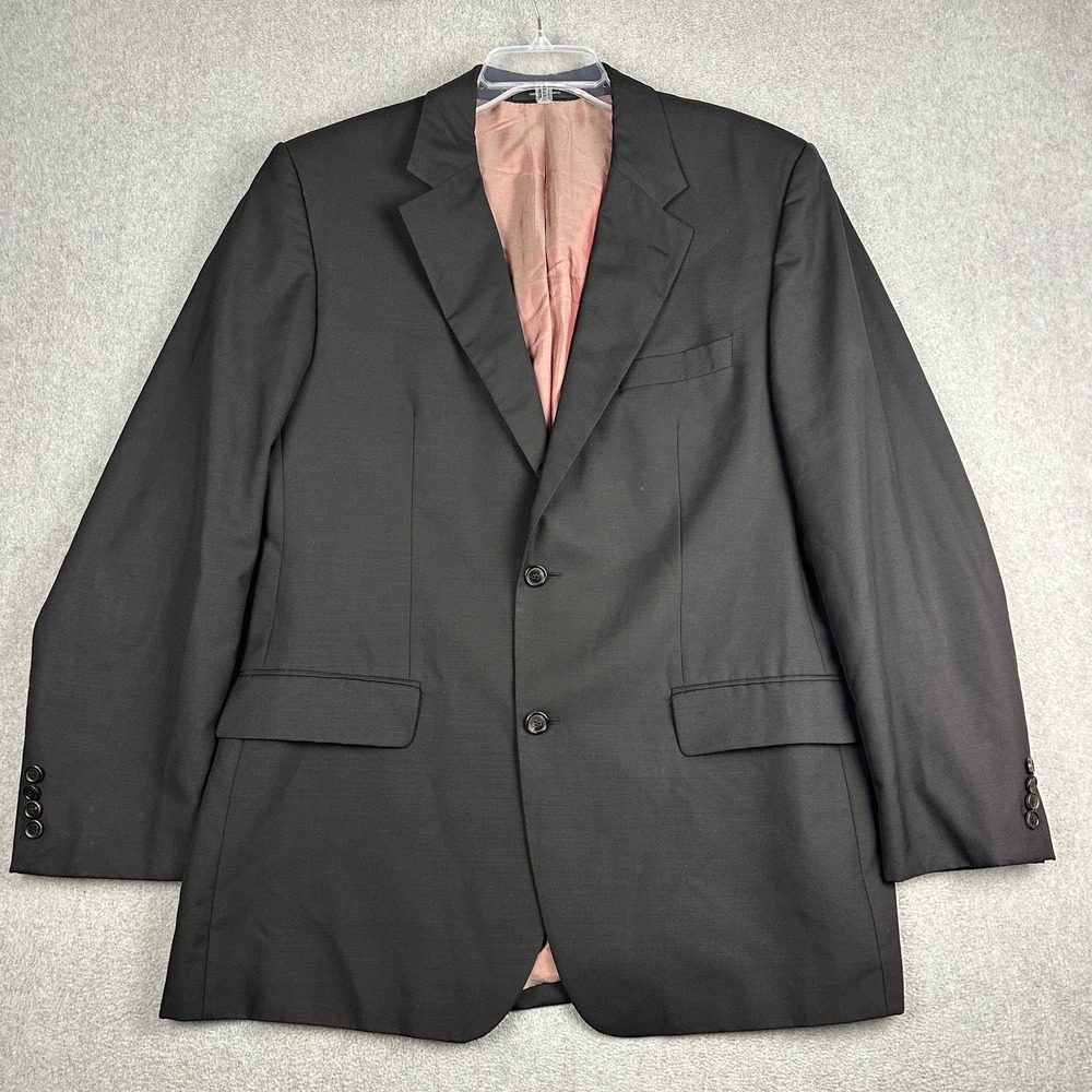 BOSS Hugo Boss Suit Jacket Mens 44R Black Solid 2 Button Notch Lapel Blazer